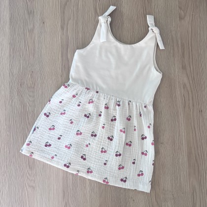 Robe bi-matière Rose poudre - Coeurs