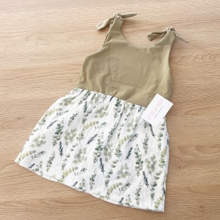 Robe bi-matière - Olive Eucalyptus Leaves - 98-104